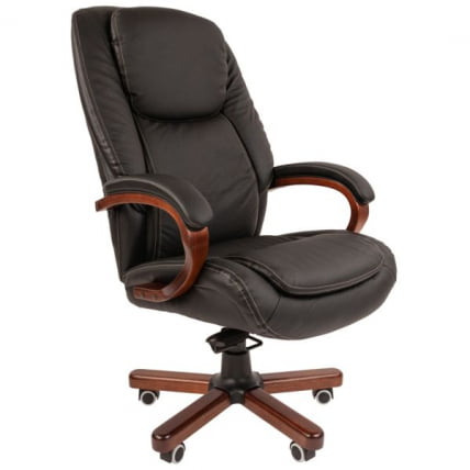 Кресло руководителя CHAIRMAN 408 кожа/экокожа, черный_0