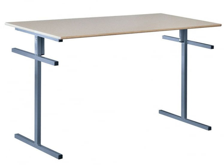 Стол обеденный универсальный с подвесами для 2 скамеек 1500х700 мм Пластик Бук/Металл Светло-серый_0