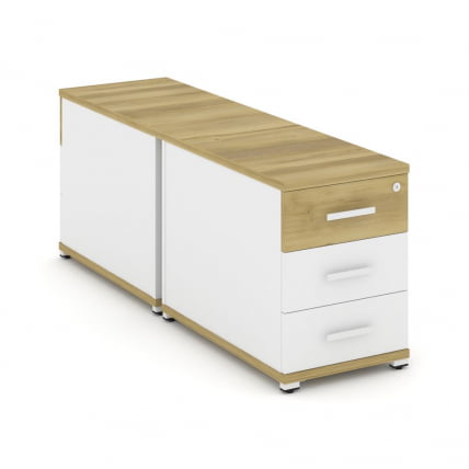 Тумба двухсторонняя опорная приставная с 3-мя ящиками CONCEPT CN.DTGO-001 B/W Дуб Винченцо Белый бриллиант Белый_0