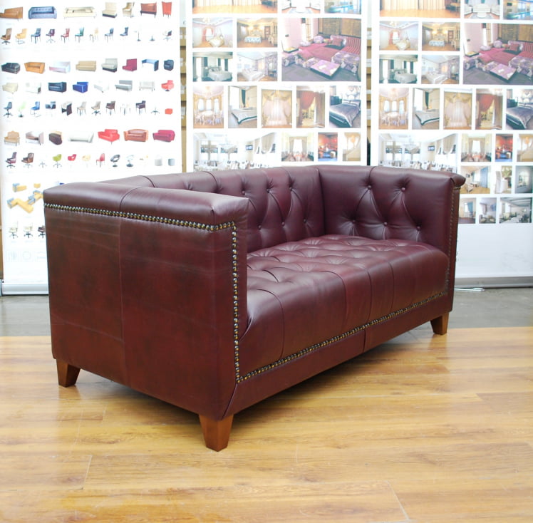 Диван двойной Флекс кожа бордовый_1