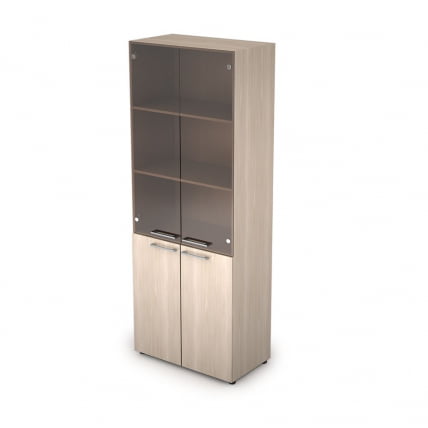 Шкаф стеллаж высокий со стеклом TAIM-MAX 4Ш.005.3 Шамони светлый_0