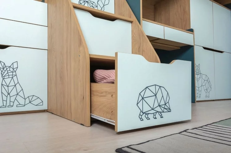 Комплект мебели для детской Гудвин 001 Гикори Рокфорд Натуральный Мята Бензин_1