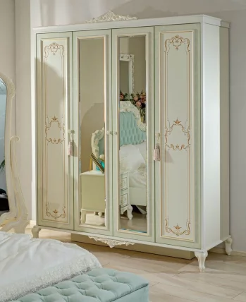 Шкаф четырехстворчатый с 2 зеркалами Луиза ЛД 665.111.000 Алебастр_5