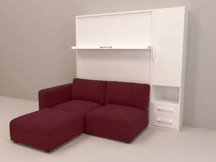 Шкаф-диван-кровать Смарт 1 правый с пуфом 1400 Венге_0