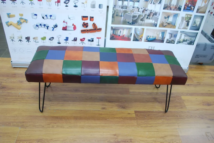 Банкетка Лейд 1200x400 натуральная кожа пэчворк_1