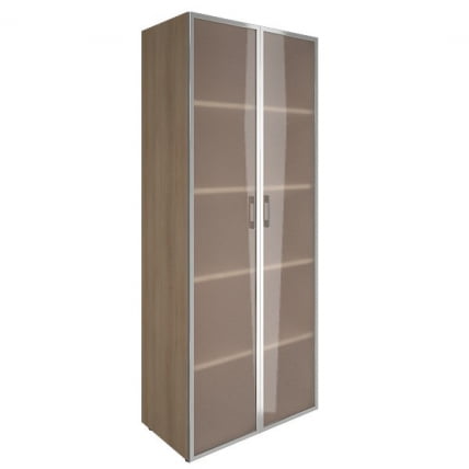 Шкаф книжный со стеклом в раме Lacobel без топа YALTA LT-ST 1.10R black Снежная Патина_0