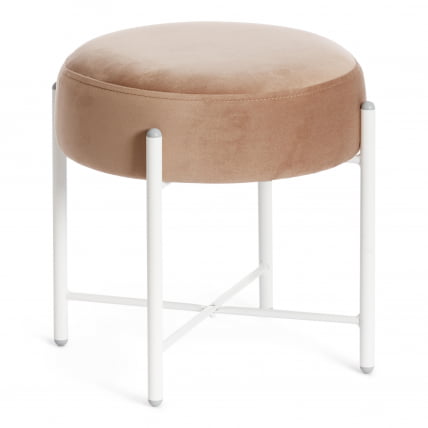 Банкетка AMBER металл, ткань, 41*41*40 см, бежевый/белый_0