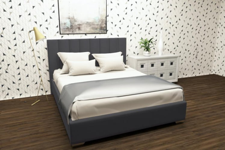 Мягкая интерьерная кровать Терра без основания Материал фасада: Металл/Велюр; Спальное место: 1600х2000 мм; Цвет: Светло серый_0