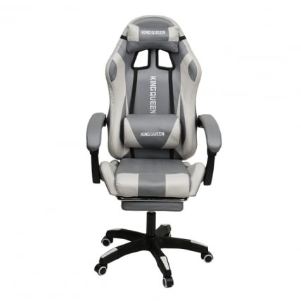 Кресло 907 KINGQUEEN, замша, цвет серый с массажем, арт 907-Dark-Grey_1