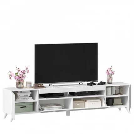 Тумба под ТВ Бруклин 2000 с опорами Белый глянец_3