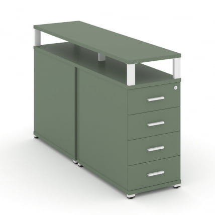 Тумба двухсторонняя опорная приставная с 4-мя ящиками и надставкой CONCEPT CN.DTGO-003 B/W Кобо Белый_0