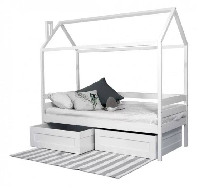 Кровать-домик RooRoom кд-1С с ящиками Серая_0