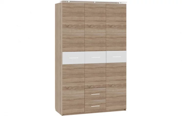 Шкаф (3 створки с ящиками) Импульс SN16.05 Дуб сонома/белый глянец_0