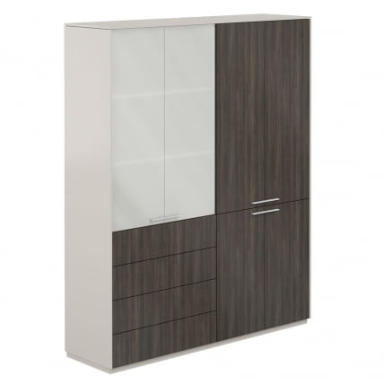 Шкаф высокий двойной Atlas NZ-0301+NZ-0312.GS.BT Серый камень Бренсон Трюфель_0