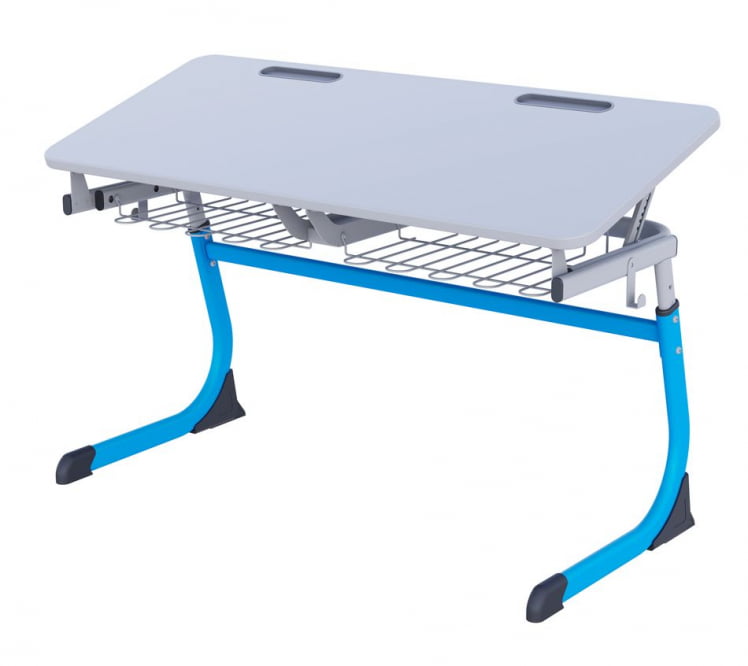 Парта двухместная регулируемая по высоте СМАРТЙ с углом наклона столешницы (рост 3-5) Оливковый/Серый / SMARTY_1