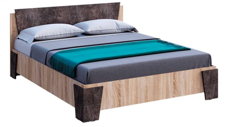 Кровать Санремо КР-001 Дуб сонома светлый Ателье темное_0