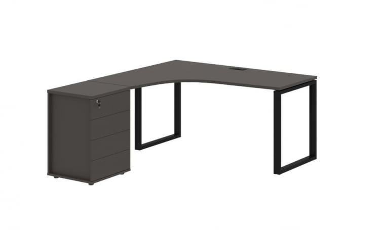 Стол эргономичный с тумбой левый EDIS EQCET 1518 L Мокко Черный_0
