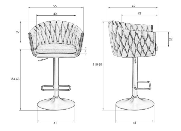 Стул барный DOBRIN LEON (оранжевая ткань (LAR 275-27)) 2 шт_12