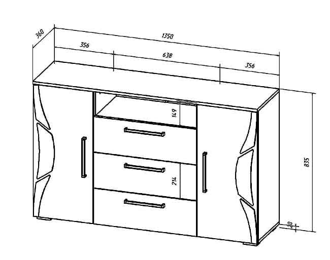 Комод Верона 02 Венге/Дуб молочный_1