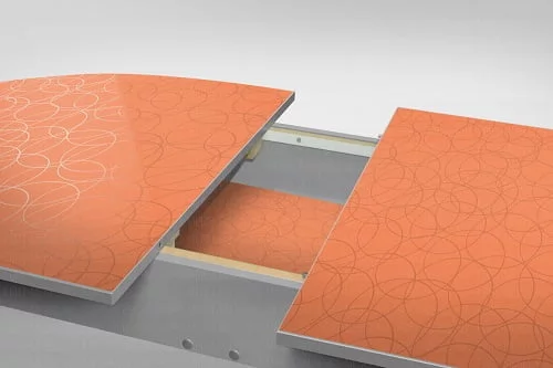 Стол обеденный Универсальный 32мм ХРОМ мет.напр. 3 кат. 105 8508  круги ЛДСП серый_2