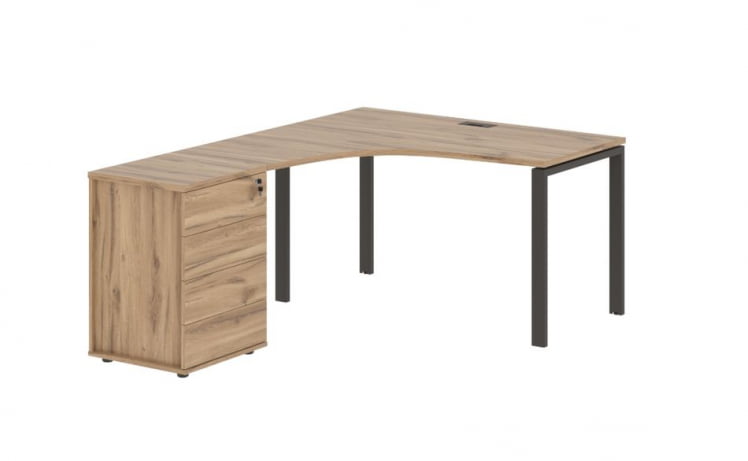 Стол эргономичный с тумбой левый EDIS EUCET 1318 L Дуб Денвер светлый Мокко_0