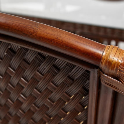 Комплект обеденный ANDREA GRAND (стол со стеклом+6 кресел+ подушки) Pecan Washed (античн. орех), Ткань рубчик, цвет кремовый_12