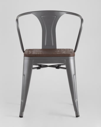 Стул ТОЛИКС АРМ ВООД с подлокотниками Серебристый / TOLIX ARM WOOD_2