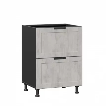 Тумба кухонная 600 с 2 ящиками (4) Джамис ЛД 296.130.000.050 Черный Белый камень_0