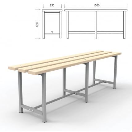Скамья деревянная на металлокаркасе СТ 3 1500х350х460 мм_0