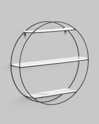 Полка Luna черная Белый мрамор_2