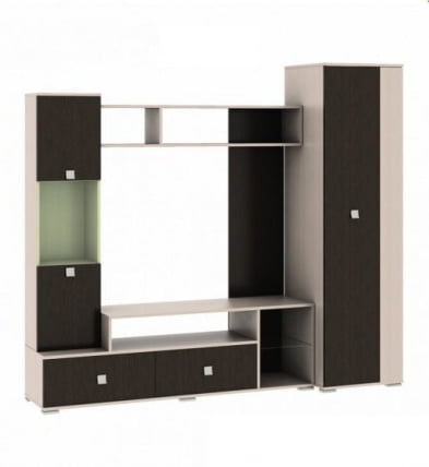 Стенка Карисма 5б Дуб молочный/Венге_0