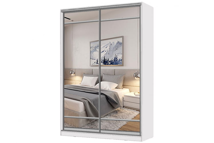 Шкаф-купе 2-х дверный Виктория 1400х584х2300, Белый 14ДЗЗЗДЗЗЗ-ПП-Б 310-94_0