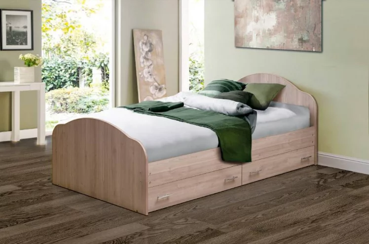 Кровать с ящиками на уголках №1 ЛДСП 1400*1900 Ясень Анкор темный_0