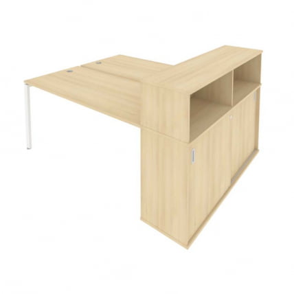 Рабочая станция с опорным шкафом-купе Metal System Б.РС-СШК-2.4 Акация/Белый_0