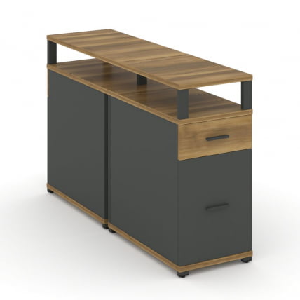 Тумба двухсторонняя опорная приставная с ящиком, распашным фасадом и надставкой CONCEPT CN.DTGO-006 B/W Сандал Янтарный Антрацит_0