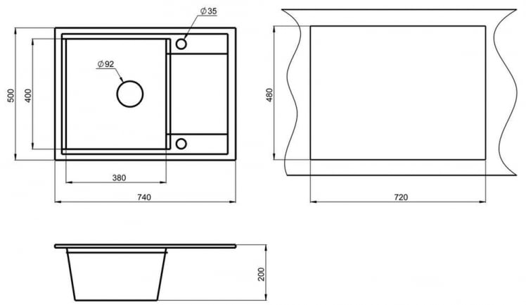 Кухонная мойка HIBRID HI-74 Эспрессо-песок_2