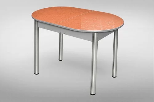 Стол обеденный Универсальный 32мм ХРОМ мет.напр. 3 кат. 1005 8510 круги ЛДСП дуб выбеленный_1