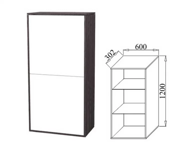 Шкаф навесной Куб К05 Белый софт Ясень черный_1