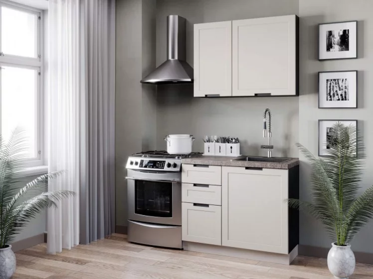 Шкаф кухонный 600 горизонтальный с 2 складными дверями комбинированный со стеклом Джамис ЛД 296.970.000.167 Черный Кашмир_2