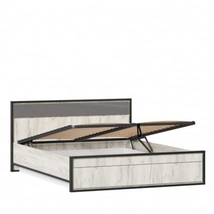 Кровать двуспальная 1600 с подъемным механизмом Техно ЛД 678.141.000.012 Дуб Крафт белый Серый шифер_3