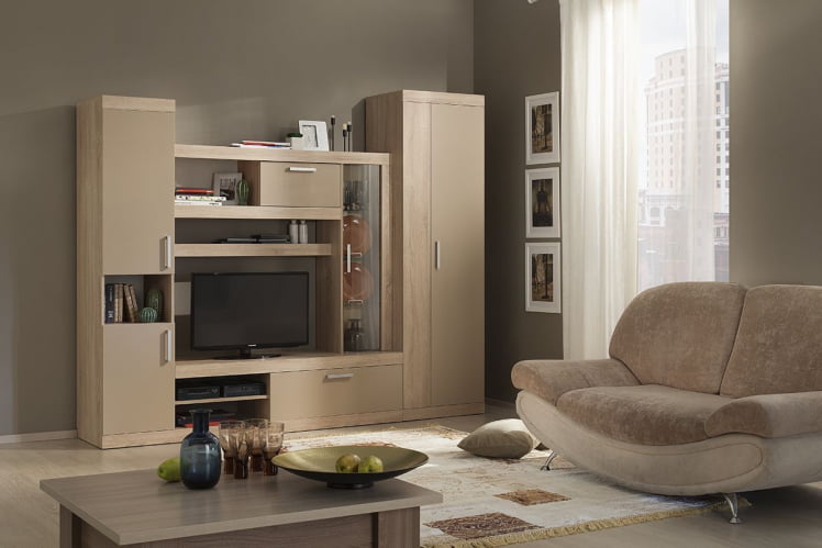 Стенка для гостиной Макси К1 дуб сонома/имбирь_0