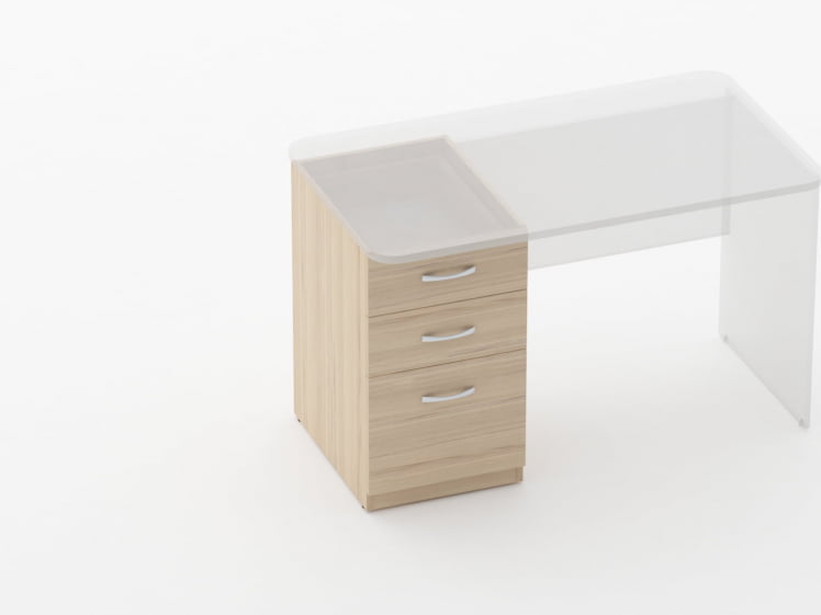 Тумба встраиваемая в стол на 3 ящика Glassy 3.12.14 Дуб молочный_1