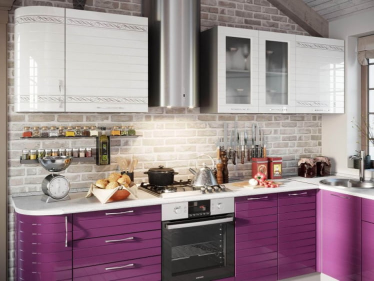 Кухонный гарнитур угловой Анастасия №10 Белый Ежевика_1