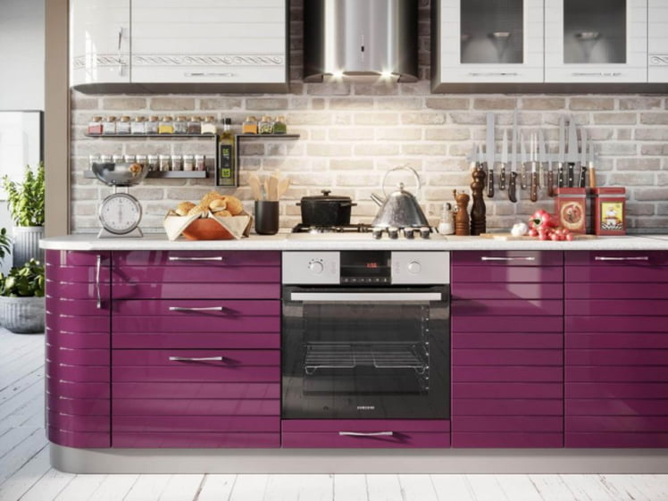 Кухонный гарнитур угловой Анастасия №10 Белый Ежевика_2