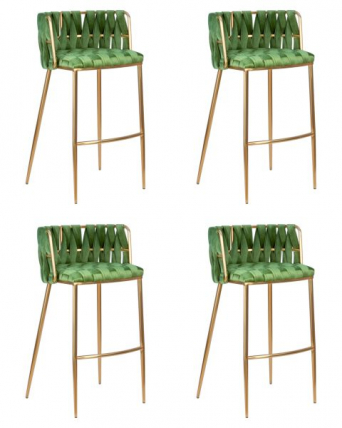 Стул барный DOBRIN EMMA GOLD (зеленый велюр (VF-08)) 4 шт_0