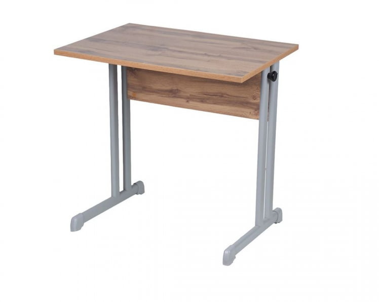 Парта одноместная прямые углы (рост 3-7) Клен Танзау/Металл Серый_2