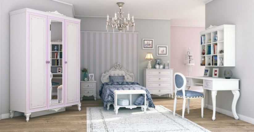 Комплект мебели для детской Маркиза №4 Алебастр Шампань_0