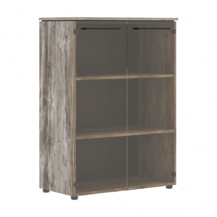 Шкаф со стеклянными дверьми MORRIS TREND MMC 85.2 Сосна Нордик Антрацит_0