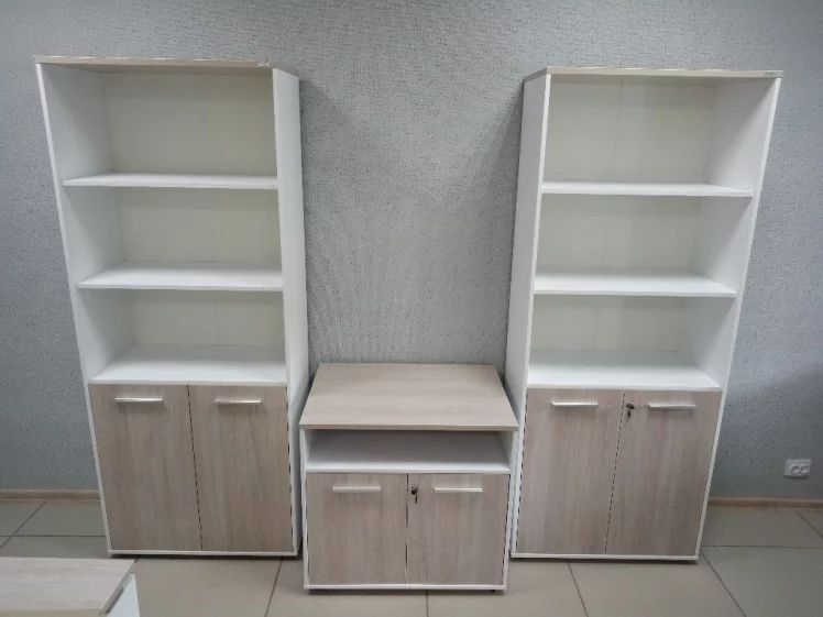 Шкаф 4 широкий верх открытый, низ закрытый Deka 10.19.111 Дуб Сантана светлый/Белый_4