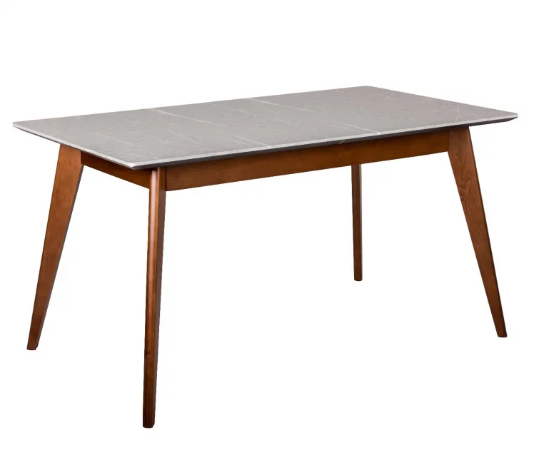 Стол раскладной Лунд 120-160 ОРЕХ-Мрамор Бьянко_1